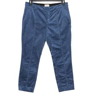 Anthropologie Essential Slim Velvet Pants Blue Crop 12 Business Casual Work
